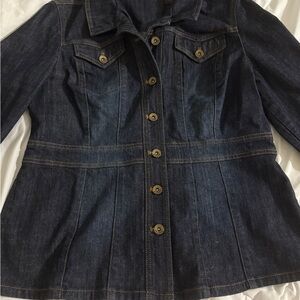 Axcess stretch denim jean jacket size L large vintage style 70s peplum waist